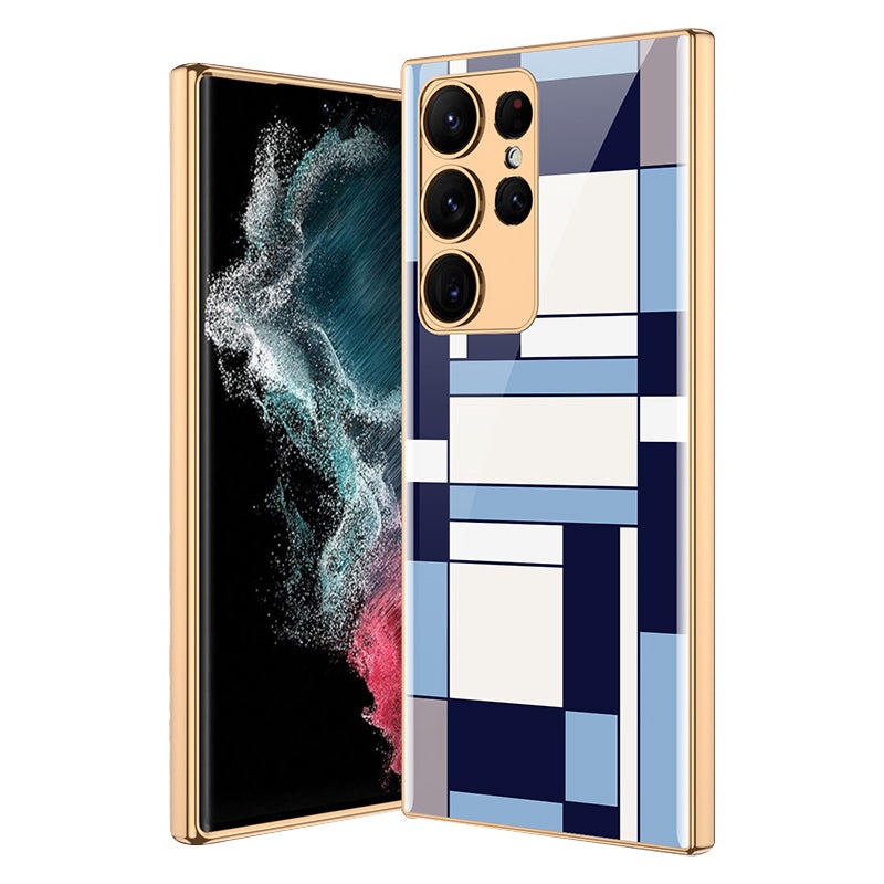 GKK For Samsung Galaxy S23 Ultra Tempered Glass Phone Case TPU PC Anti-Scratch Pattern Printing Electroplated Cover GKK For Samsung Galaxy S23 Ultra Tempered Glass Phone Case TPU PC Anti-Scratch Pattern Printing Electroplated Cover